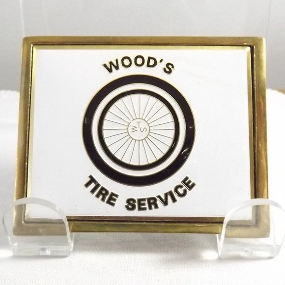Wood's Tire Service Solid Brass Belt Buckle - Picture 1 of 8